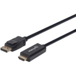 Cable Manhattan 153195 - DisplayPort a HDMI - 1 M - Resoluciones de video Ultra-HD - Negro