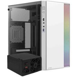 Gabinete Gamer Acteck Fusion II GI440 - Micro Torre - Micro ATX/Mini ITX - Fuente 500W - Panel Lateral - Blanco