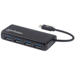 Hub USB Manhattan 164924 - 4 Puertos - USB 3.2 - Conector USB-C