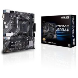 Tarjeta Madre ASUS PRIME A520M-K - Micro ATX - AMD Ryzen - Socket AM4 - DDR4 2133/3200/4600(O.C) MHz - HDMI/VGA - USB 2.0/3.2 - PCI-E 4.0 - Sin Wi-Fi