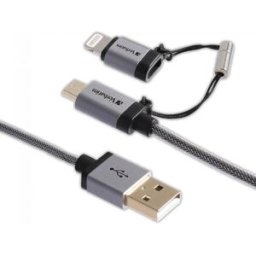 Cable Verbatim 2 en 1 Micro USB & Lightning Tensado - Negro