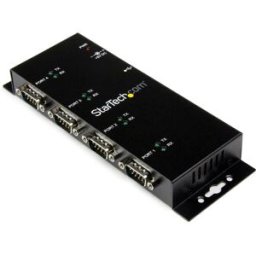 Concentrador Adaptador StarTech.com - USB a Serial RS232 DB9 - 4 Puertos - Riel DIN Industrial