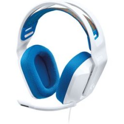 Diadema Gamer Logitech G335 - Alámbrico - Micrófono - Blanco con Azul