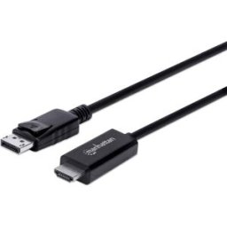 Cable Manhattan 153201 - DisplayPort a HDMI - 1.8 Mts - Resoluciones de video Ultra-HD - Negro
