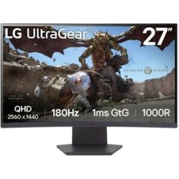 Monitor Gamer LG UltraGear 27GS60QC - 27" - QHD - 180Hz - HDMI - DisplayPort - Curvo