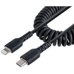 Cable StarTech.com - USB-C a Lightning - Espiral - 50cm - Negro
