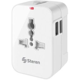 Adaptador Universal de Contactos Steren - Viaje - Cargador USB Doble