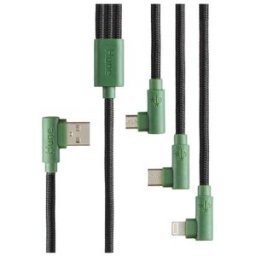 Cable Hune Hiedra - USB a USB-C/Micro USB/Lightning - 1.2m - Verde
