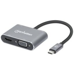 Convertidor de Vídeo Manhattan 130691 - HDMI/VGA/USB-C/USB 3.2 a USB-C - Plata