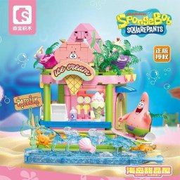 Bob Esponja Set Bloques Figuras Oficial Tienda Helados Construcción Regalo Niños