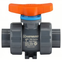 Válvula bola doble tuerca unión TBH, Hayward, PVC,1“, EPDM, Cem-Ros.