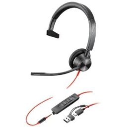 Diadema Poly Blackwire 3315 - Alámbrico - USB-C/A - Micrófono - Certificado para Microsoft Teams
