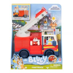 Bluey Firetruck bomberos de Bingo y Bob Bilby Levanta Escalera, Gira y Despliega la Manguera Incluye Hoja Adhesiva
