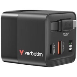 Cargador Verbatim GaN Charger - USB-A - USB-C - Cable Retráctil
