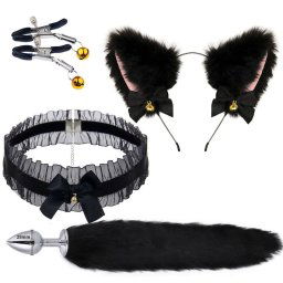 Plug Anal Cola Zorro Diadema Suave Orejas Gato Cascabel Cuello Sexy Accesorios Cosplay