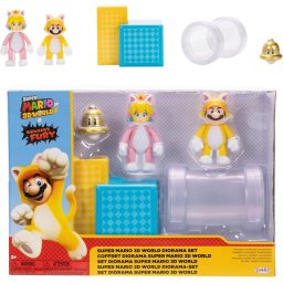 Super Mario Nintendo 2.5 Pulgadas 3D World Diorama Incluye Gato Mario y Gato Melocotón