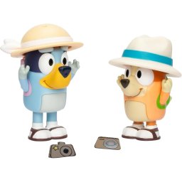 Bluey 2 Pack Figuras 2.5" Sombreros Extraíbles Niños Edad Preescolar Bingo Original
