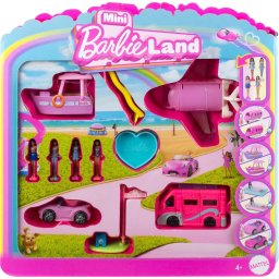 Muñeca Mini BarbieLand Juego de 4 Muñecas y Vehículos Icónicos Sorpresa Cambio Color