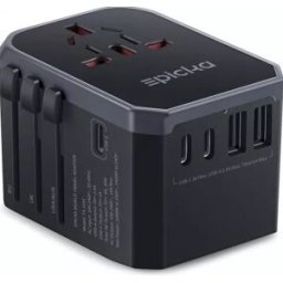 Adaptador Universal de Viaje Epicka TA-105C - 3x USB-C - 2x USB-A - Negro