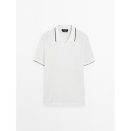 Polo Punto Cuello Pico Detalle Color - Blanco - Exg - Massimo Dutti - Hombre