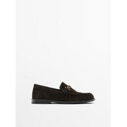 Mocasín Serraje Aplique Metálico - Marrón - 25½ - Massimo Dutti - Mujer