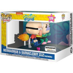 Funko Pop Rides Deluxe Spongebob Squarepants Mermaid Man & Barnacle Boy 126 with The Invisible Boatmobile