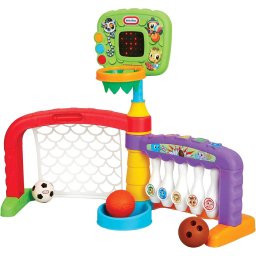 Little Tikes Zona Deportiva 3 en1 Niños Baloncesto, Fútbol y Bolos Horas de Juego Activo