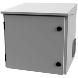 Gabinete LinkedPRO LP-FORTE-09U-R3 - 19" 9U Capacidad 216 kg · 48,4 kg · Gris Ventiladores · Termostato · Montaje a poste o torre opcional