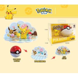 Figura Colección Anime Pokemon Pokeball Paisaje Pikachu Parado Diorama Set Regalo