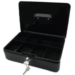 Cajón de Dinero Nextep NE-161 - 250x250 mm · Charola Plástica · 2 Llaves · Apertura Manual · Color Negro