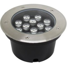 Luminario LED JWJ JLEP-12B - Empotrable en Piso · Multivoltaje 110-240 V 6500 K (Luz Fría) · Ángulo 36° · IP66 · Aleación de Aluminio y Vidrio Templado