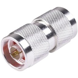 Adaptador Tipo Barril RF Industries RFN-1014-1 - Conversión · De Conector N Macho a N Macho Plata, Oro, Teflón · Uso en RF y Telecomunicaciones