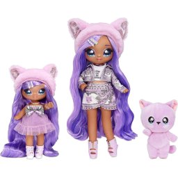 Muñeca Na Na Na Surprise Family Set Muñecas Suaves y 1 Mascota Familia de Gato Morado