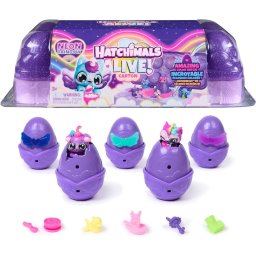 HATCHIMALS Alive Neon Rainbow Huevos con 5 Minifiguras Colorida Revelación 11 Accesorios