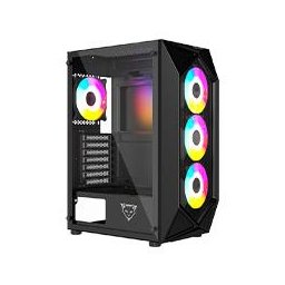 GABINETE OCELOT GAMING POLYGON-E5 / MID TOWER / ATX, M-ATX, ITX / PANEL LATERAL DE CRISTAL TEMPLADO Y FRONTAL EN MESH / INCLUYE 4 VENTILADORES / ENFRIAMIENTO LIQUIDO HASTA 240MM / GPU HASTA 295MM / COLOR NEGRO