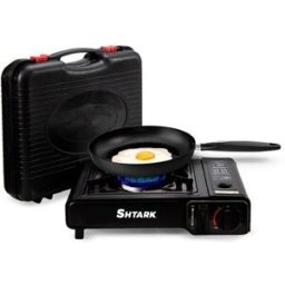 Parrilla Portátil SHTARK SHTPEN1 - 1 Quemador - Cocción Eficiente · Color Negro Incluye Maletín · Uso Exterior y Camping