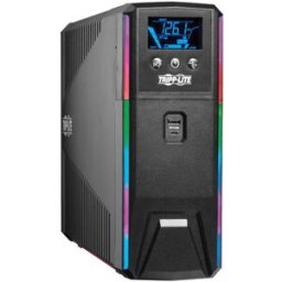 No Break Gamer Tripp Lite SMART1200PSGLCD · Línea interactiva · 1200VA/720W · 10 salidas NEMA 5-15R · Torre negro · Regulador de voltaje · USB · Batería VRLA