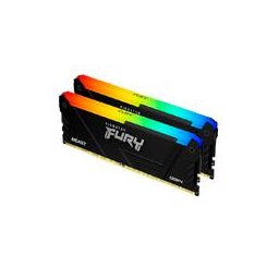 MEMORIA RAM KINGSTON DIMM DDR4 16GB 2X8GB 3200MT/S FURY BEAST BLACK RGB XMP CL16 288PIN 1.35V C/DISIPADOR DE CALOR P/PC/GAMER/ALTO RENDIMIENTO KIT 2 KF432C16BB2AK2/16