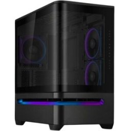 Gabinete ASUS PRIME AP202 TG ARGB Black - Media Torre · Uso Profesional Compatible ATX/MicroATX · Vidrio Templado Curvo, Panel ARGB, Sin Fuente