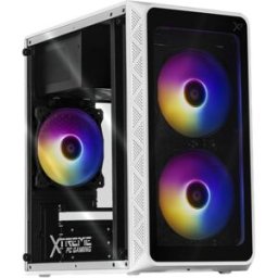 Gabinete Gamer Xtreme PC Gaming CXT7GI30WT - Mini Torre · Uso Gaming Compatible Micro ATX/Mini ITX · 3 Ventiladores ARGB, Fuente 600W, Color Blanco