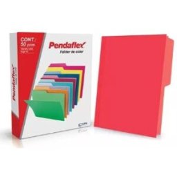 Carpeta Folde Pendaflex C0050 1/2 RJ - Tamaño Carta · Papel Manila Doble Tonalidad Ceja 1/2 · Expansión hasta 2 cm · Caja con 50 Piezas · Color Rojo