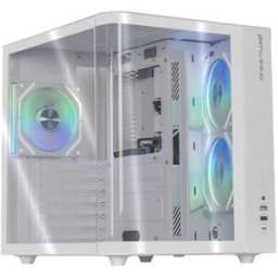 Gabinete Gamer DXT Gaming Titan Pro Mini Torre - 3 Ventiladores ARGB USB-C · Panel Curvo · Blanco