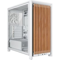Gabinete Semi Torre Corsair Frame 4000d Wood Rs Blanco y Roble - Modelo CC-9011341-WW · Diseño Modular · Dimensiones Estándar · Alta Compatibilidad y Ventilación Optimizada