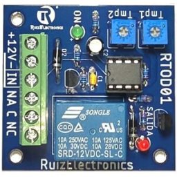 Tarjeta Temporizadora RTOD01 - Retardo 0-60 Seg - Duración 0-60 Seg - Alimentación 12 Vdc - Salida Relevador Na-Nc-C - Indicadores LED - Ruiz Electronics