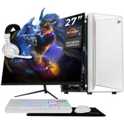 Computadora de Escritorio Xtreme PC Gaming XTPCR532GBVEGA7MUW - AMD Ryzen 5 5600GT · AMD Radeon Vega 7 16 GB RAM DDR4 · 1 TB SSD Windows 11 de Prueba · Torre Monitor 27" Incluido