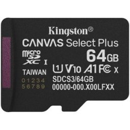Memoria MicroSDXC Kingston Canvas Select Plus Gen3 - 64GB - Clase 10 - UHS-I - Sin Adaptador