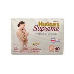 Huggies Supreme Pañal E1 Unisex Paquete C/40 Pz