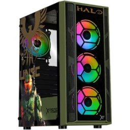 Gabinete Gaming XTREME PC GAMING CXTHAKRDG - Media Torre · Uso Gaming Compatible ATX/MicroATX · 4 Ventiladores ARGB, Diseño Verde Militar