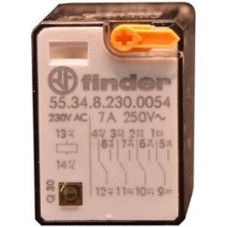 Rele FINDER 553482300054 - Rele Electromecánico con LED 230 Vca · 4 Polos 2 Tiros 10 Amp Control de Circuitos Eléctricos · Alta Confiabilidad