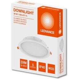 Lámpara Led LEDVANCE 86229 - Downlight para Techo · 30W 6500K (Luz Fría) · 3390 Lúmenes, IP40, IK03, LED Integrado